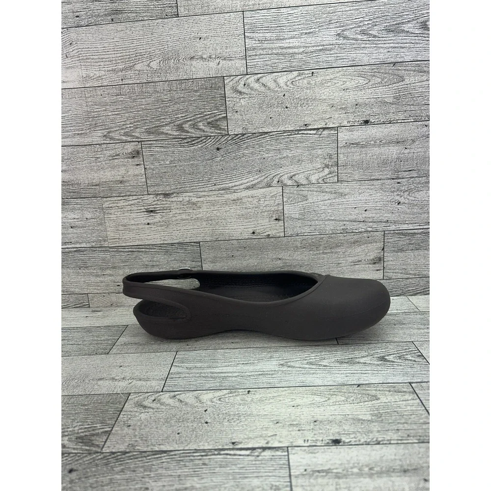 CROCS Women's Olivia Flats Brown Rubber Slingback Shoe Beach Jewel Comfy Size‎ 6